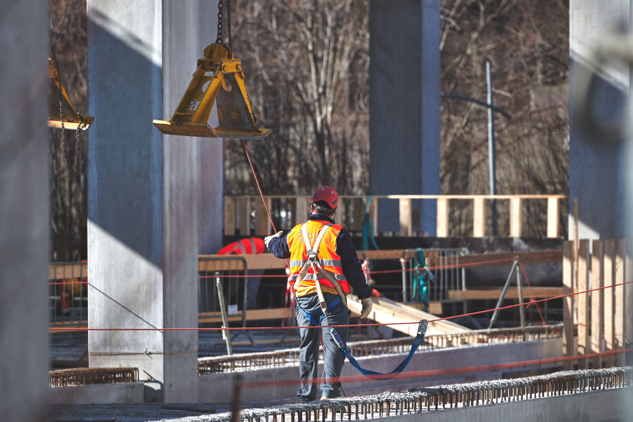 Construction workers on the construction site at work